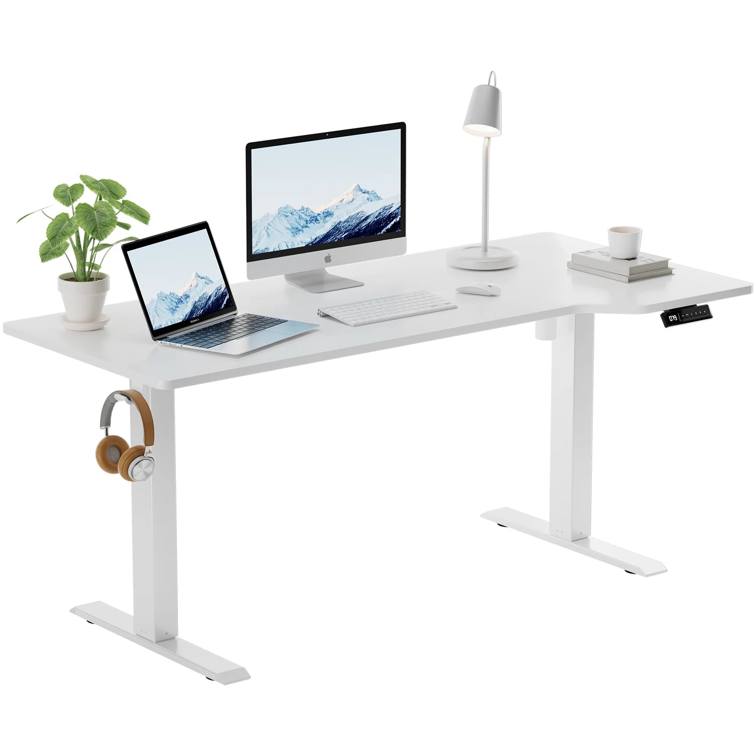 Devoko Height Adjustable desk 160x70 cm L-shaped desk Height Adjustable Electric