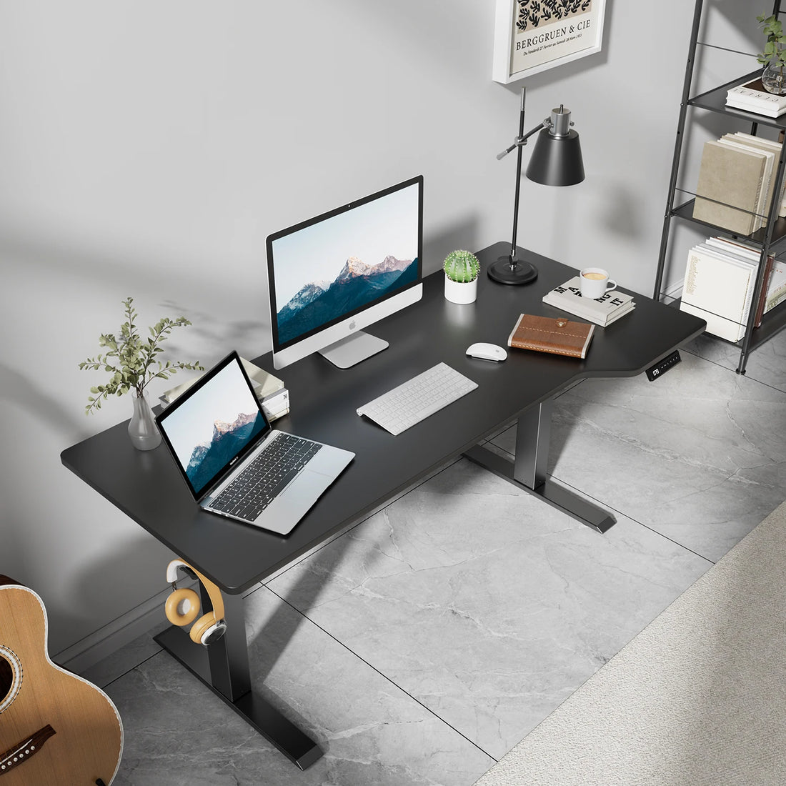 Devoko Height Adjustable desk 160x70 cm L-shaped desk Height Adjustable Electric