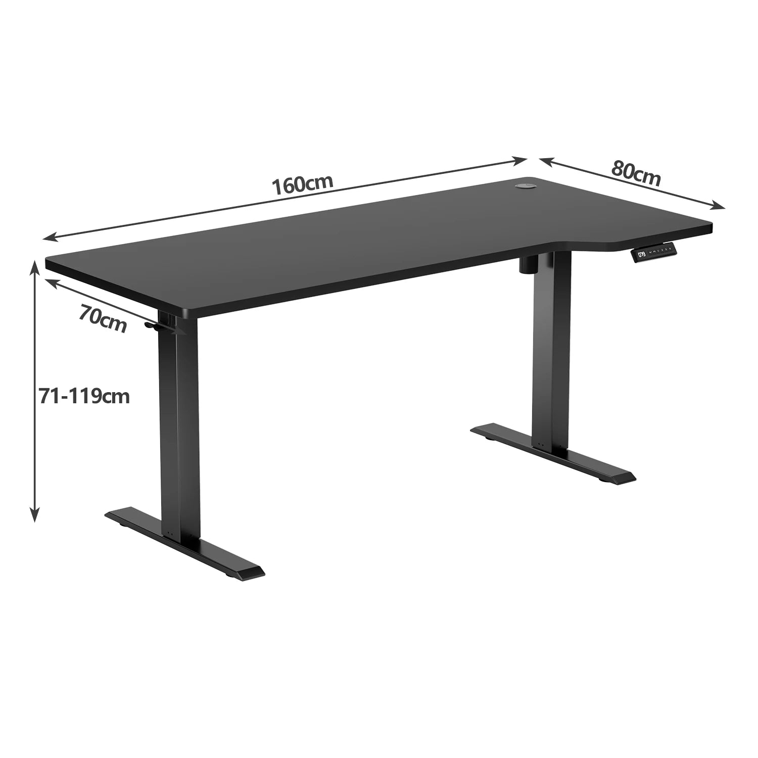 Devoko Height Adjustable desk 160x70 cm L-shaped desk Height Adjustable Electric