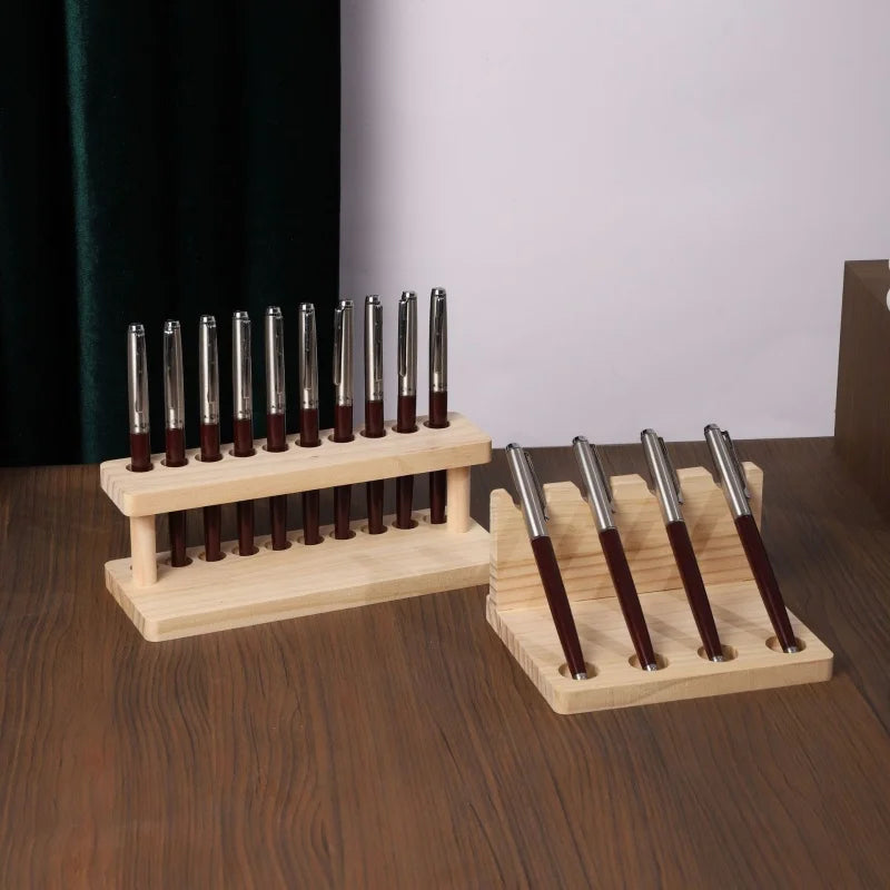 Wooden Pen Stand 4/10 Slots Wood Multifunction Desk Organizer - Pen Holder, Phone Stand & Storage Solution for Office and School