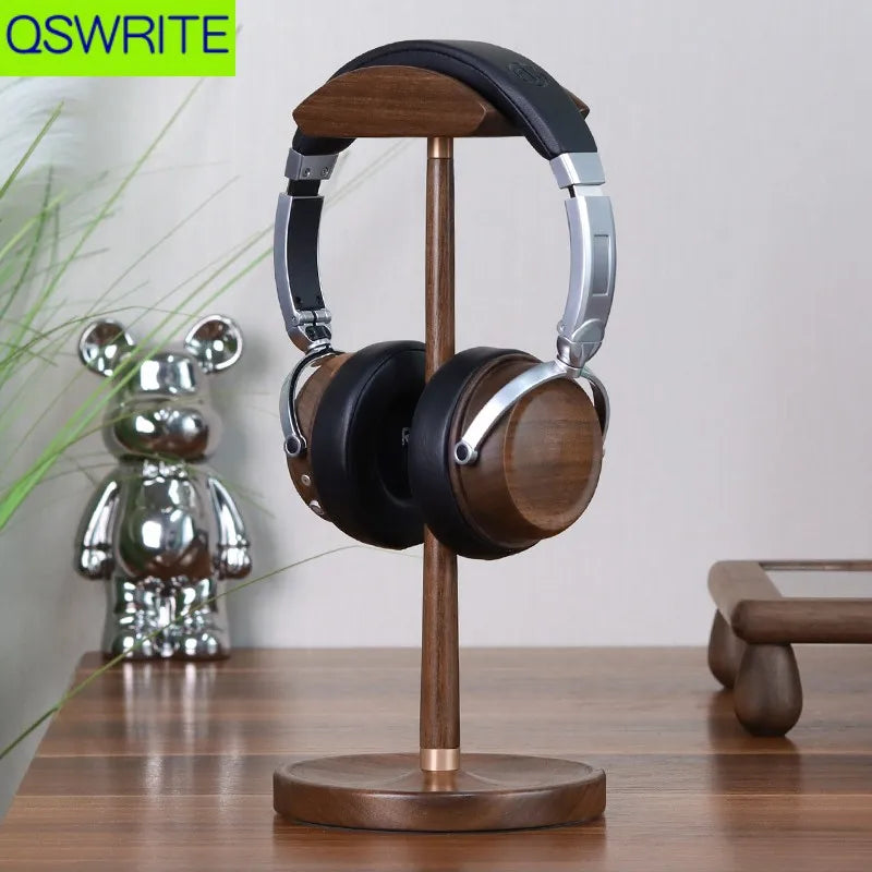 Walnut Wood Headphone Holder Minimalist Style Headphone Hanger Solid Wood Headphone Storage Rack Game Headphone Rack