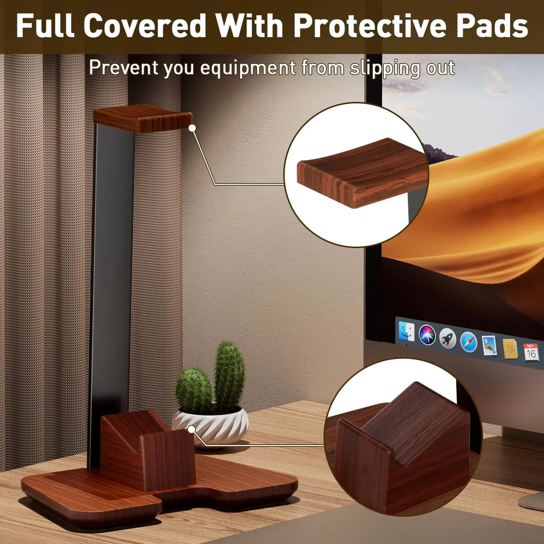 Universal Headphones Stand Controller Holder Walnut Wood+Aluminum Alloy Headset Earphones  Desktop Bracket Gamer Handle Hanger