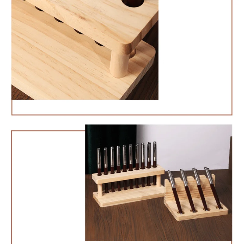 Wooden Pen Stand 4/10 Slots Wood Multifunction Desk Organizer - Pen Holder, Phone Stand & Storage Solution for Office and School
