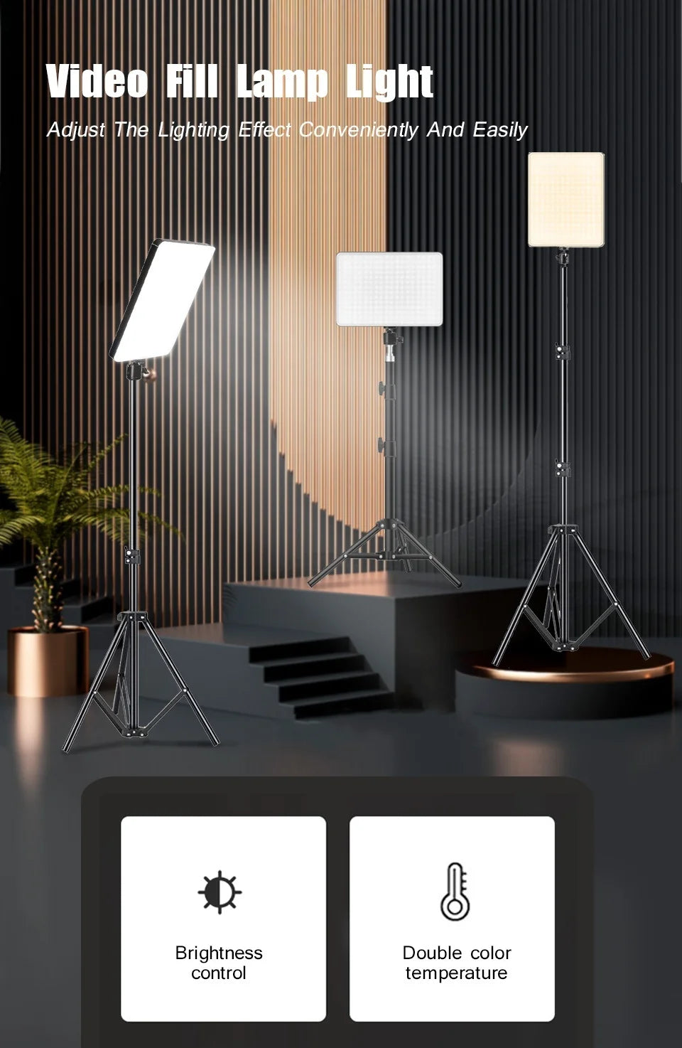 LED Video Lights Conference Photography Lighting Selfie Light Photo Studio Lamp With Tripod for Shoot Live Streaming TikTok Zoom