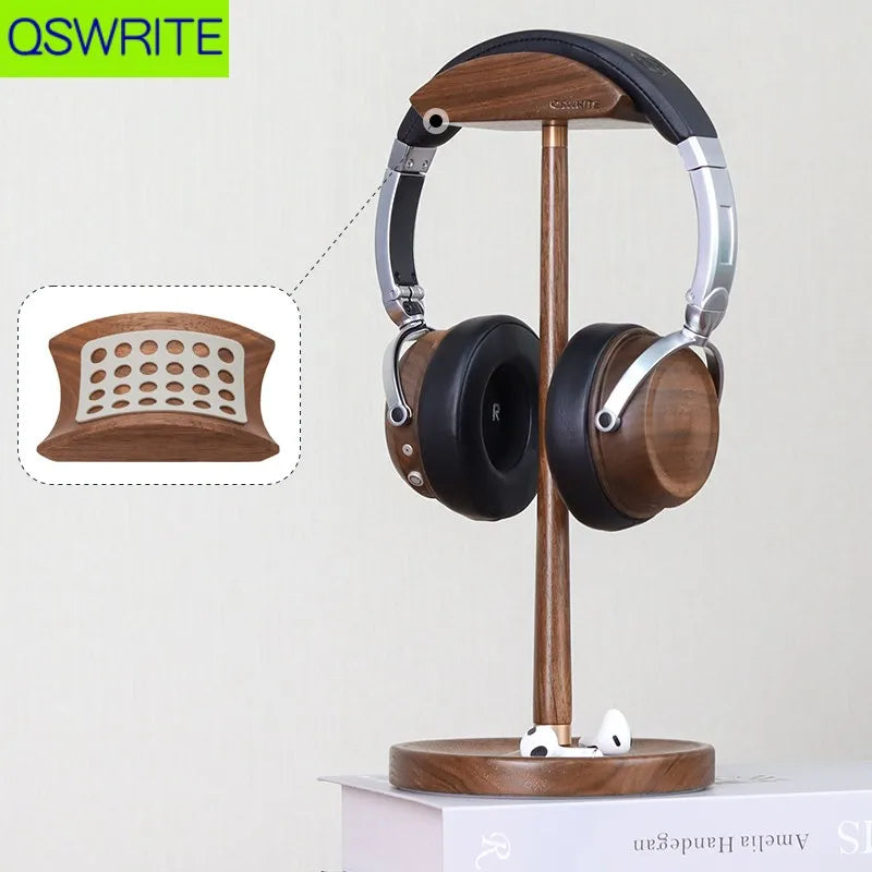 Walnut Wood Headphone Holder Minimalist Style Headphone Hanger Solid Wood Headphone Storage Rack Game Headphone Rack