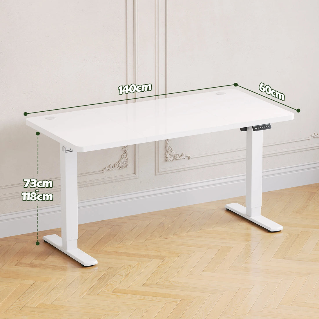 Devoko Height Adjustable Desk with USB Socket 140x60 cm Computer Standing Desk Ergonomic Home Office table