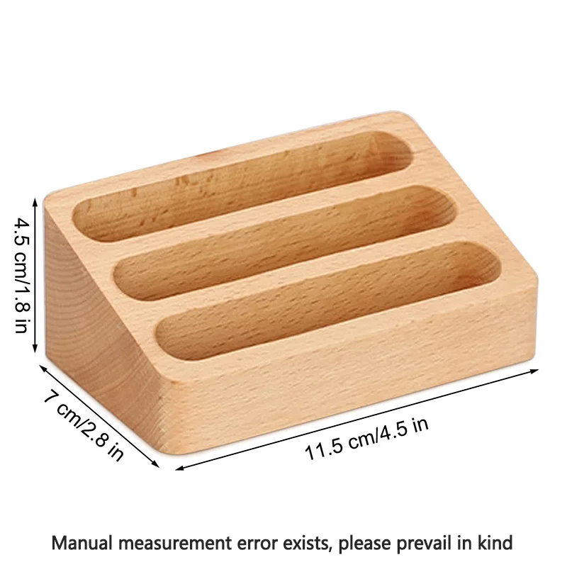 1Pcs Wooden Desktop Business Card Holder 3 Compartment Storage Box For Office Supplies Desk Accessories Organizer
