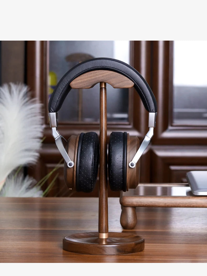 Walnut Wood Headphone Holder Minimalist Style Headphone Hanger Solid Wood Headphone Storage Rack Game Headphone Rack