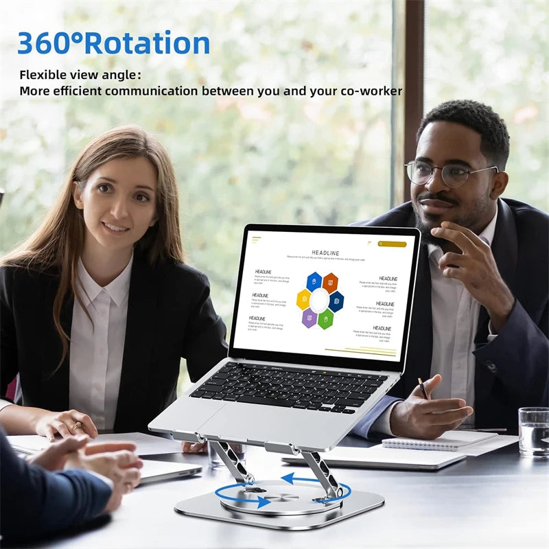 360 Rotating Aluminum Alloy Adjustable Desk Laptop Stand for Macbook Air Pro Foldable Soporte Notebook Desktop Holder Accessory