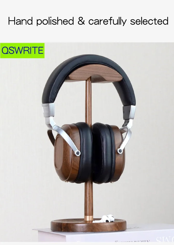 Walnut Wood Headphone Holder Minimalist Style Headphone Hanger Solid Wood Headphone Storage Rack Game Headphone Rack