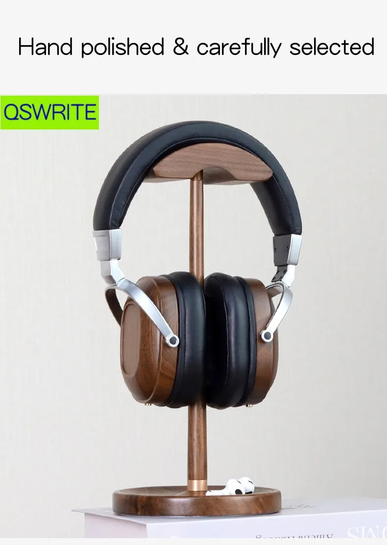 Walnut Wood Headphone Holder Minimalist Style Headphone Hanger Solid Wood Headphone Storage Rack Game Headphone Rack