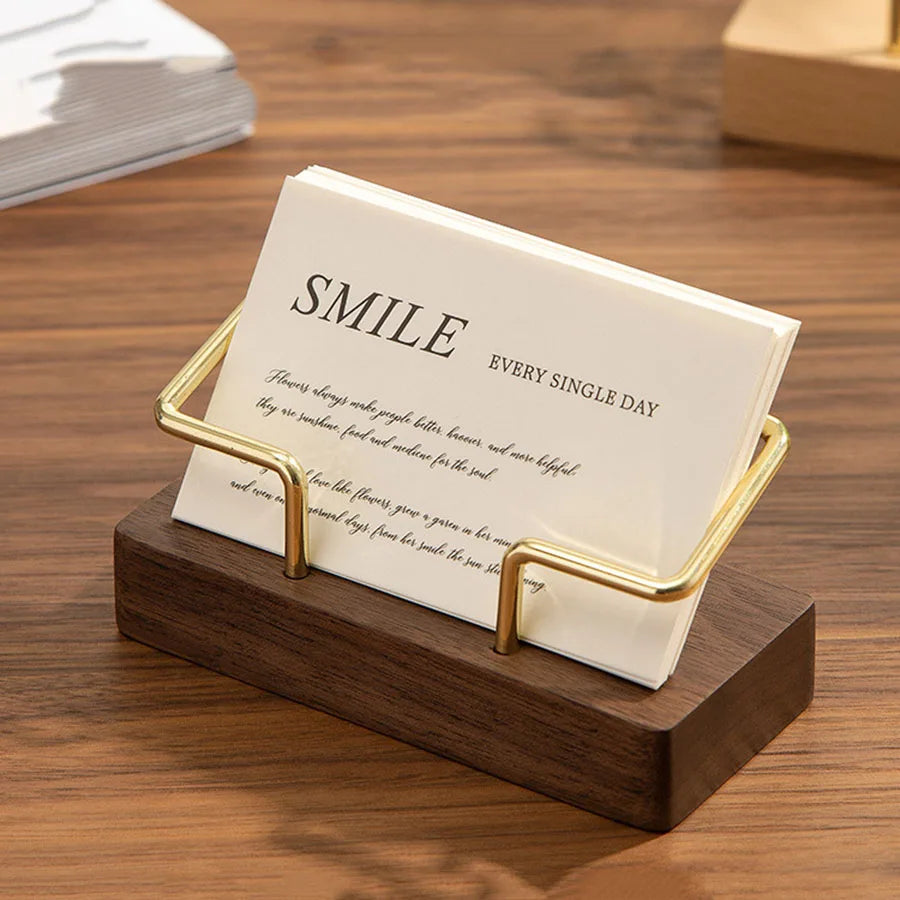 Business Card Holder Organizer Office Desk Display Stand Memo Counter Accessories Tabletop Shelf Home Wooden Card Holder Storage