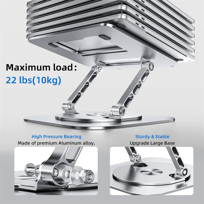 360 Rotating Aluminum Alloy Adjustable Desk Laptop Stand for Macbook Air Pro Foldable Soporte Notebook Desktop Holder Accessory