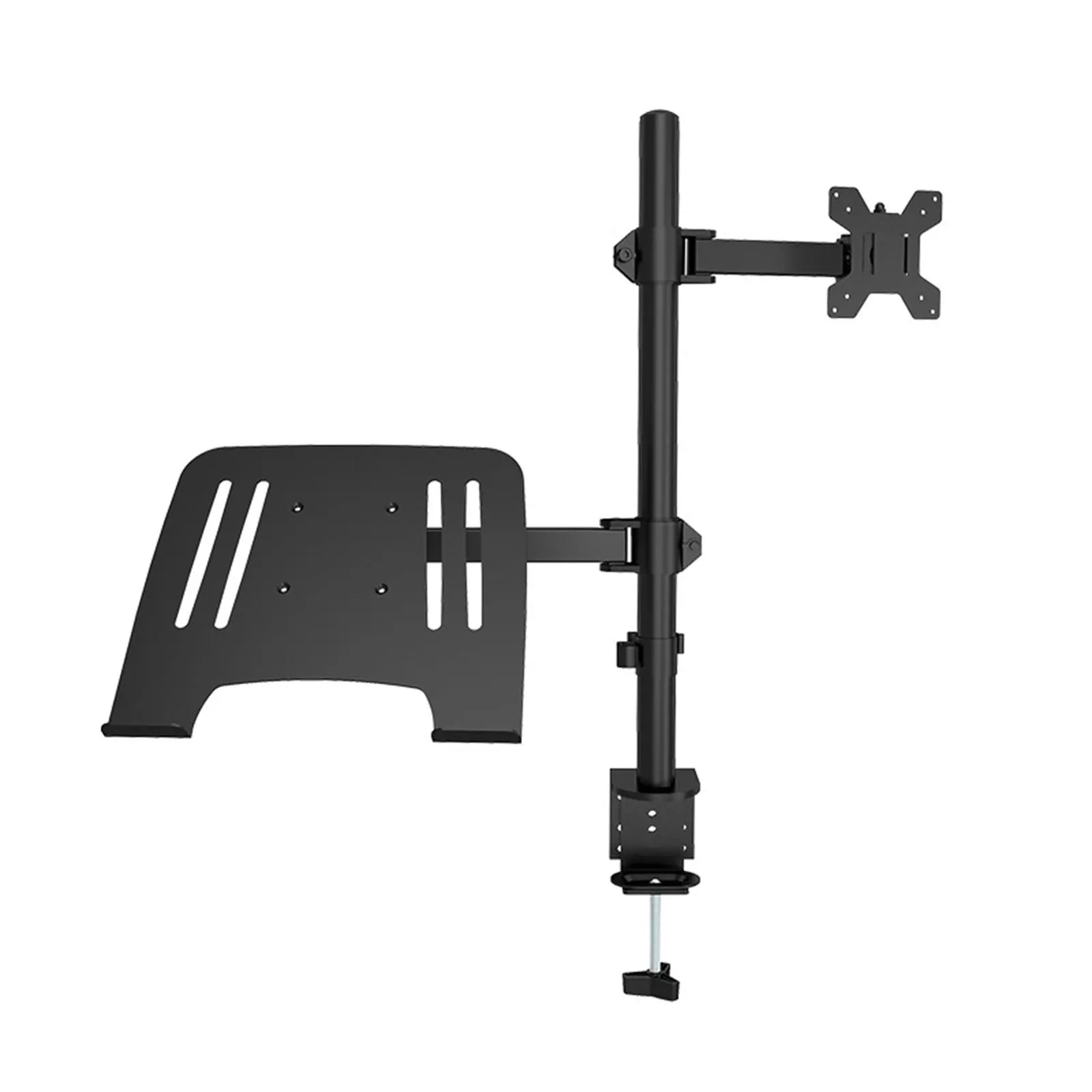 Laptop And Monitor Dual Stand with Clamp,Fully Adjustable Ergonomic Desk Stand for 13-27 Inch Screens, Heavy Duty Steel Arm, 8KG Load