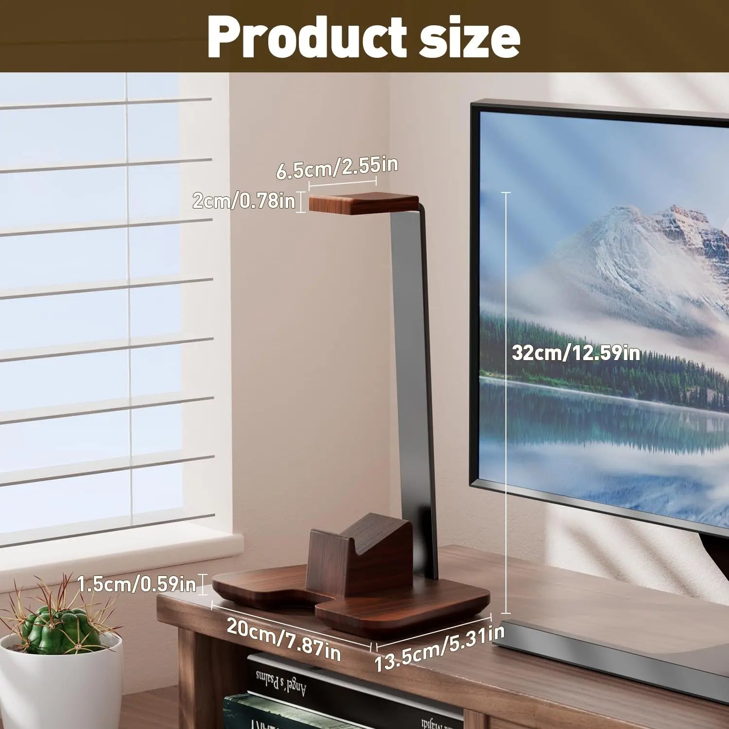 Universal Headphones Stand Controller Holder Walnut Wood+Aluminum Alloy Headset Earphones  Desktop Bracket Gamer Handle Hanger