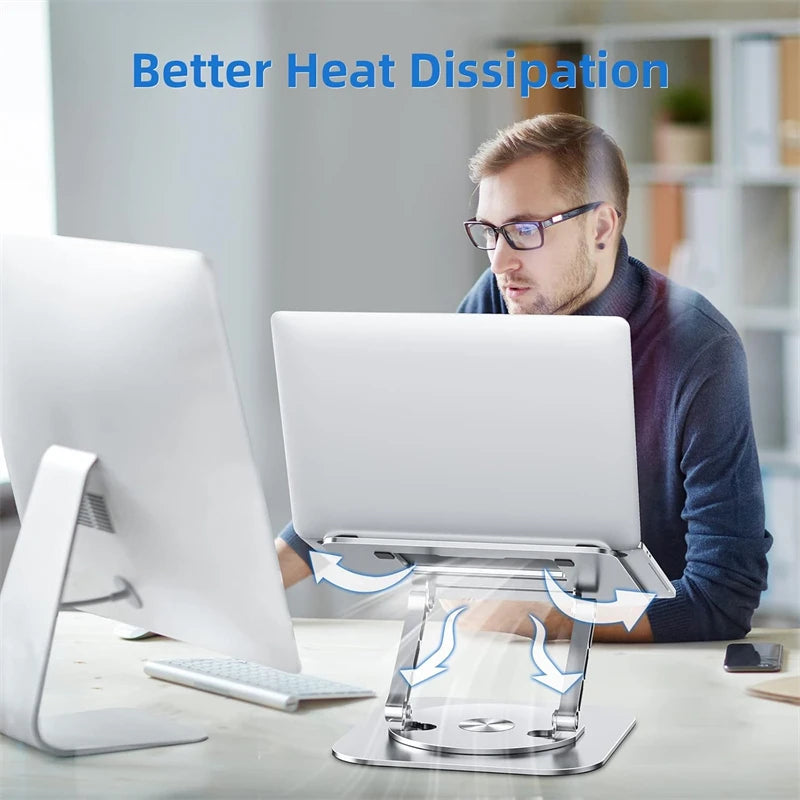 360 Rotating Aluminum Alloy Adjustable Desk Laptop Stand for Macbook Air Pro Foldable Soporte Notebook Desktop Holder Accessory