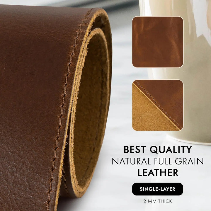 Real Leather Desk Pad, 2mm Thick Desk Blotter with Stitched Line, Oil-Wax Feel Mouse Pad and Self-Healing Laptop Pad for Office