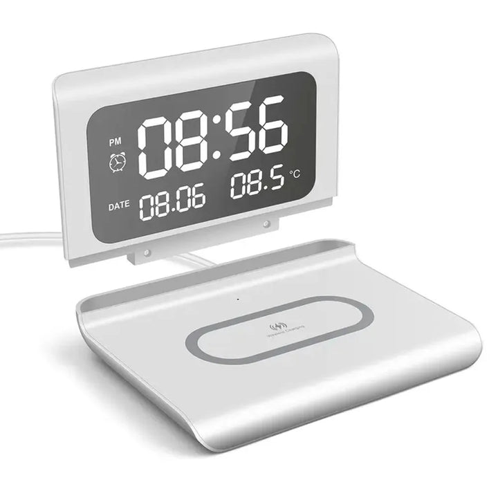 30W  Wireless Charger Stand with Alarm Clock & Thermometer | Compatible with iPhone 17-11/X, SamsungS25  , Xiaomi & All Qi Phone