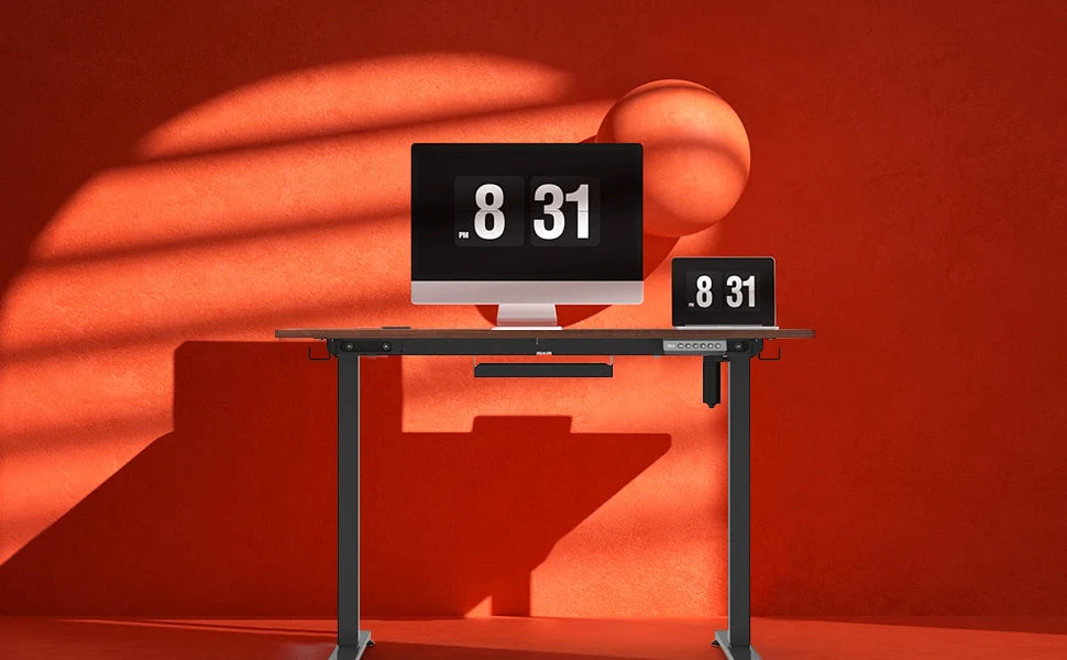 Devoko Height Adjustable Desk with USB Socket 140x60 cm Computer Standing Desk Ergonomic Home Office table