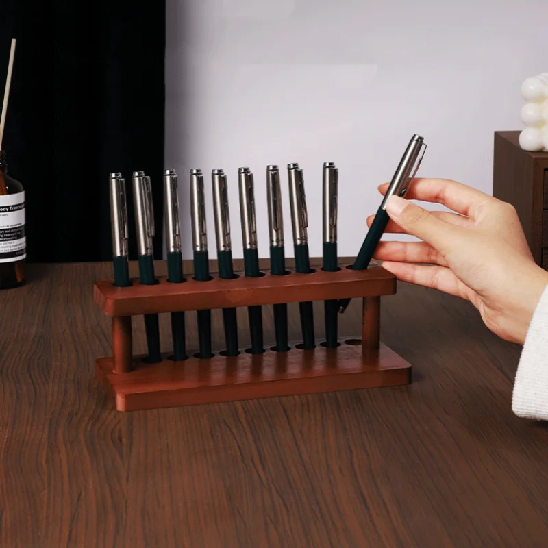 Wooden Pen Stand 4/10 Slots Wood Multifunction Desk Organizer - Pen Holder, Phone Stand & Storage Solution for Office and School