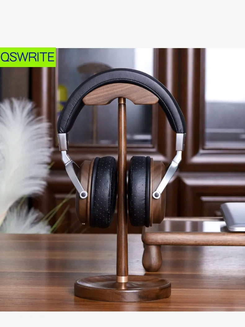Walnut Wood Headphone Holder Minimalist Style Headphone Hanger Solid Wood Headphone Storage Rack Game Headphone Rack