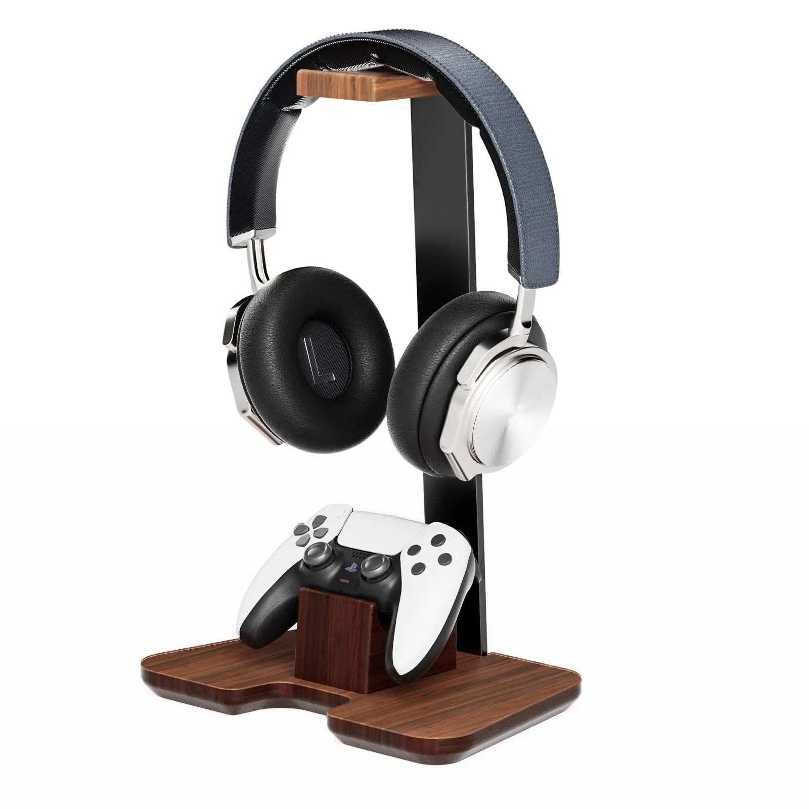 Universal Headphones Stand Controller Holder Walnut Wood+Aluminum Alloy Headset Earphones  Desktop Bracket Gamer Handle Hanger