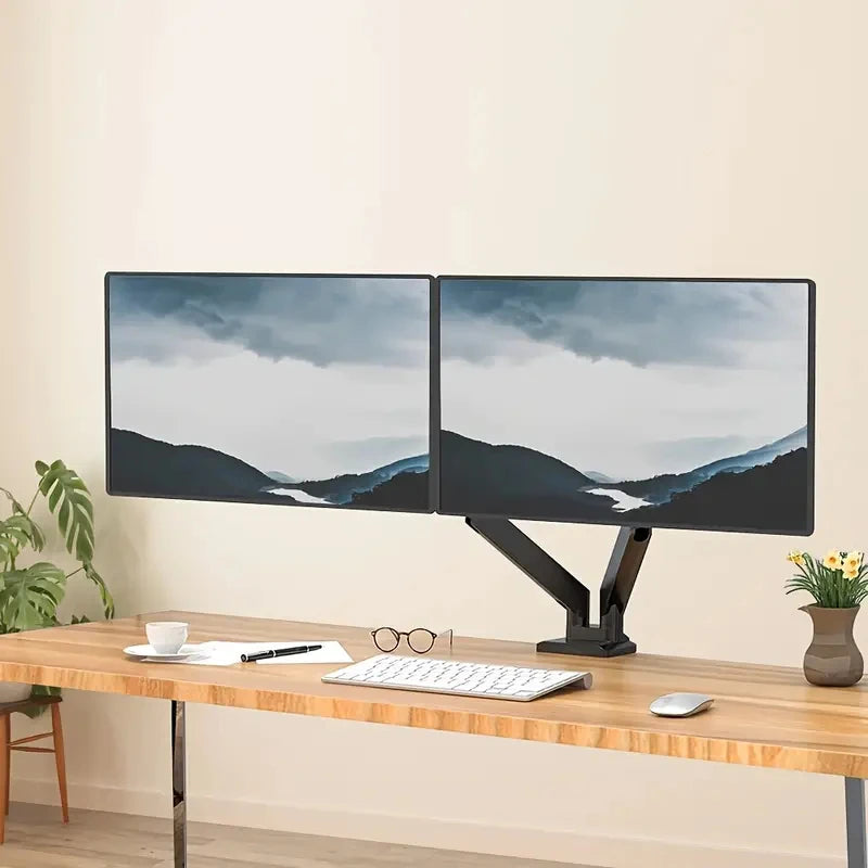 Dual Monitor Mount for 13″–32″ Screens, Adjustable Dual Monitor Stand, with 180° Swivel, Tilt, 360° Rotation for Home Office